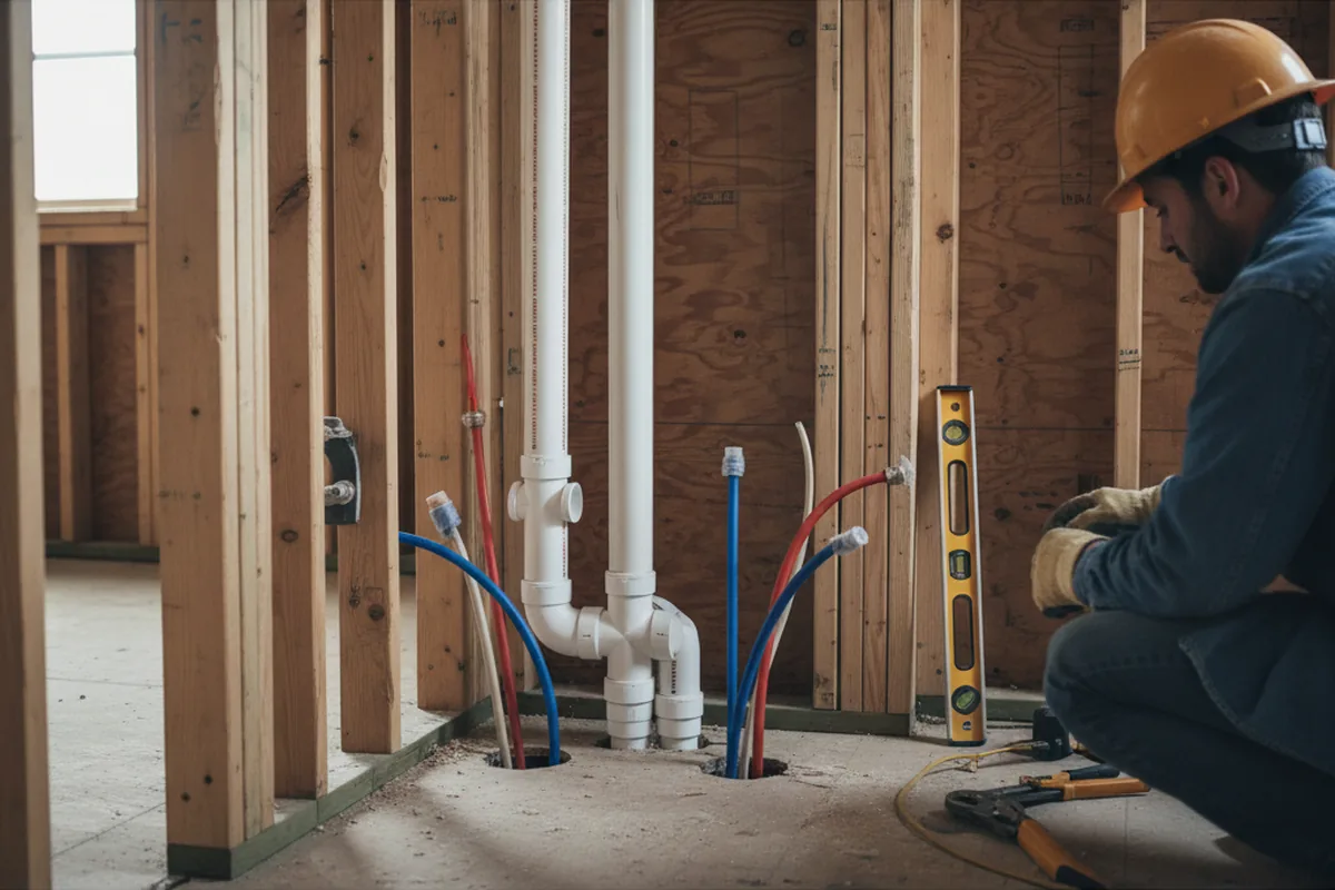 Drain and supply rough-in during Sump Pump Repair in Millville